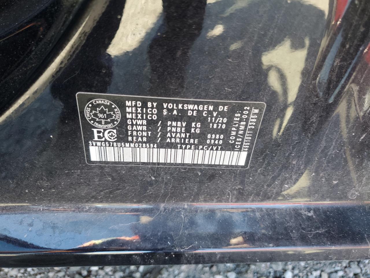 2021 Volkswagen Jetta Sel Premium VIN: 3VWG57BU5MM028594 Lot: 85594145