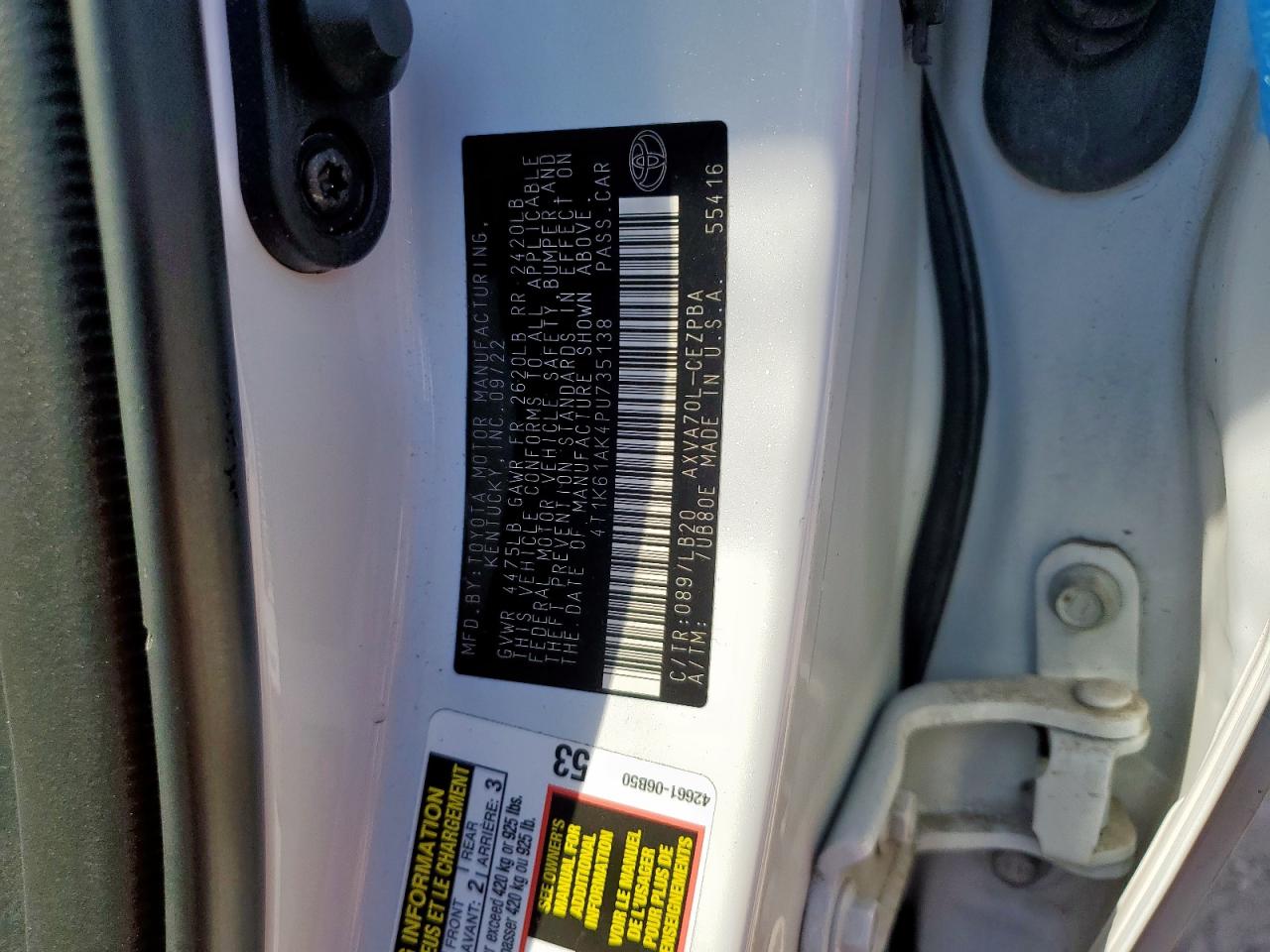 2023 Toyota Camry Xse VIN: 4T1K61AK4PU735138 Lot: 84927095