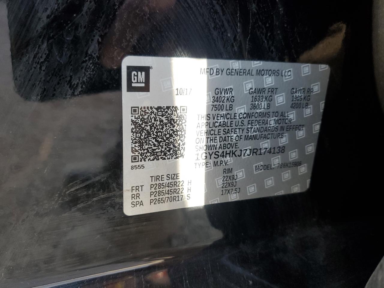 2018 Cadillac Escalade Esv Luxury VIN: 1GYS4HKJ7JR174138 Lot: 90121405