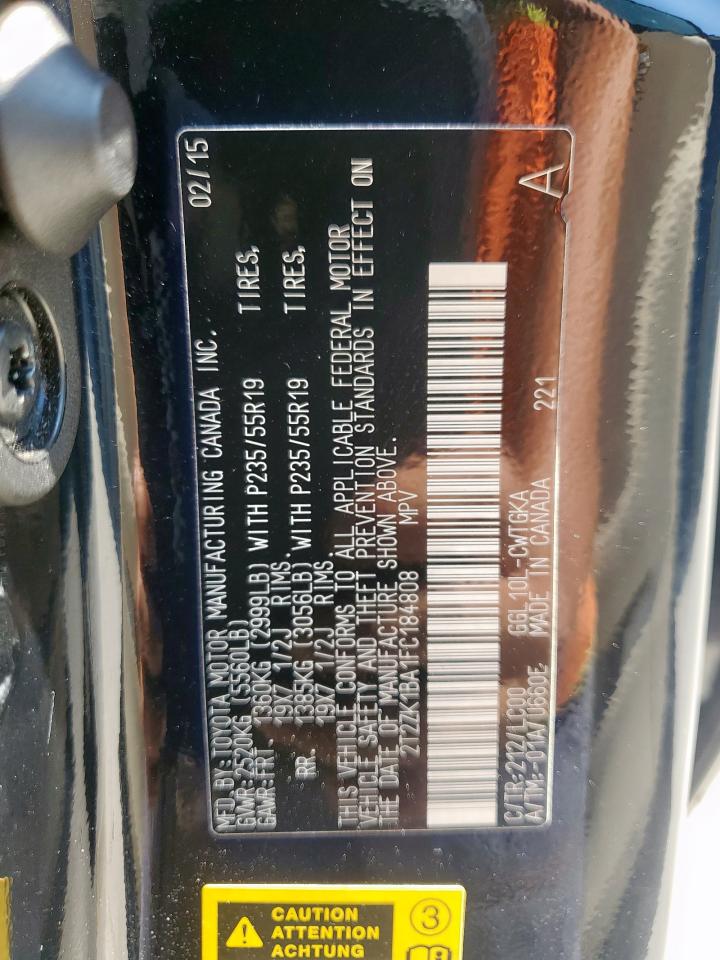 2015 Lexus Rx 350 VIN: 2T2ZK1BA1FC184808 Lot: 84456715