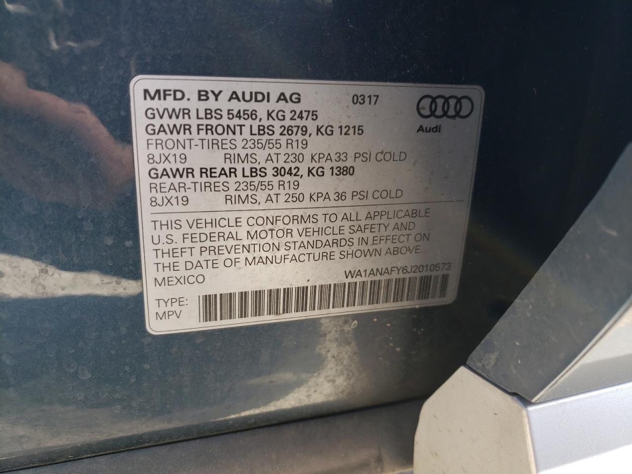 2018 Audi Q5 Premium VIN: WA1ANAFY6J2010573 Lot: 86600655