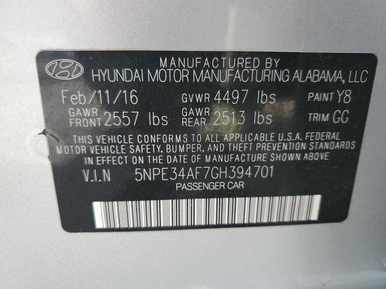 2016 Hyundai Sonata Sport VIN: 5NPE34AF7GH394701 Lot: 82357675