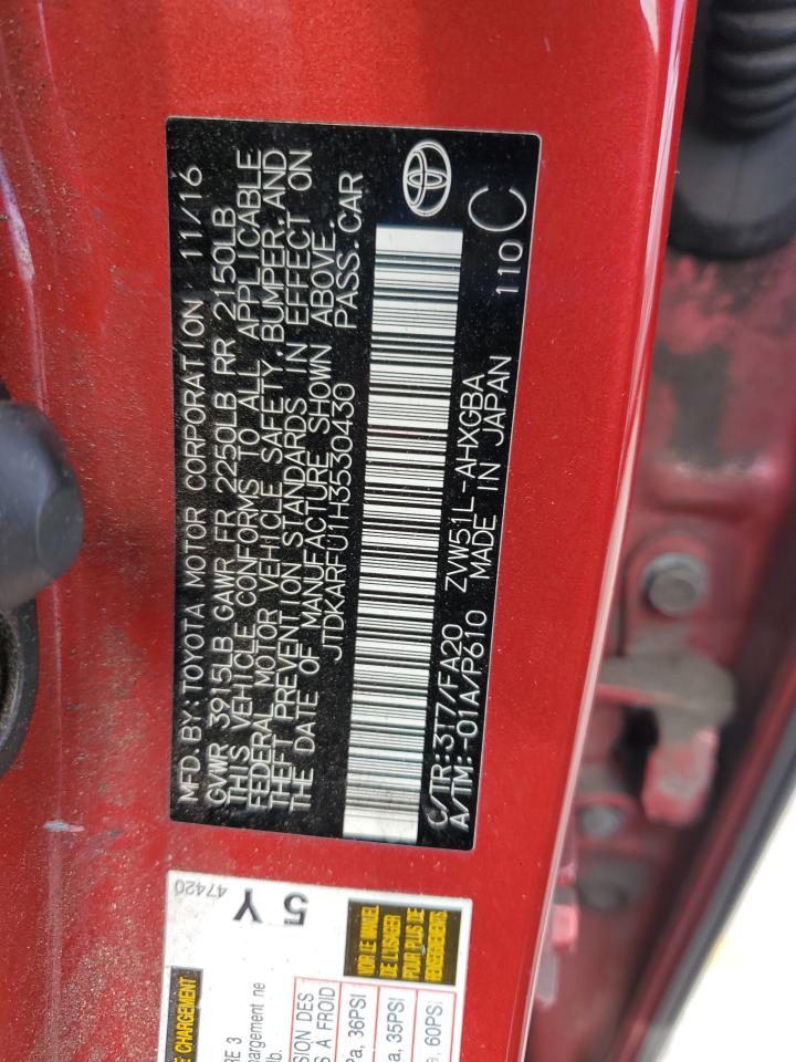 2017 Toyota Prius VIN: JTDKARFU1H3530430 Lot: 86475855