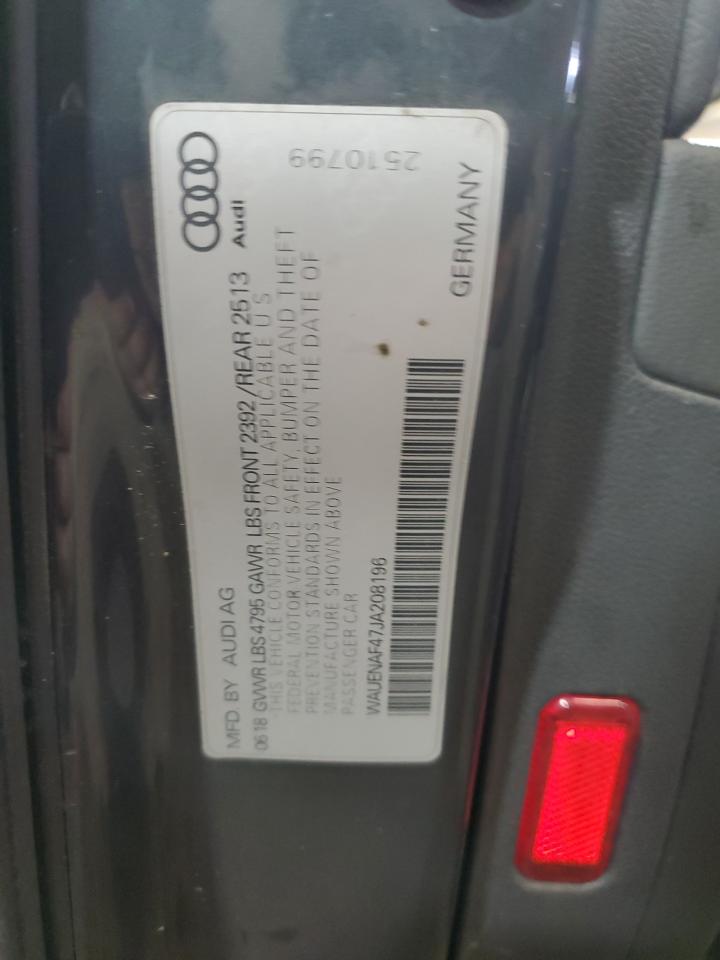 2018 Audi A4 Premium Plus VIN: WAUENAF47JA208196 Lot: 84551855
