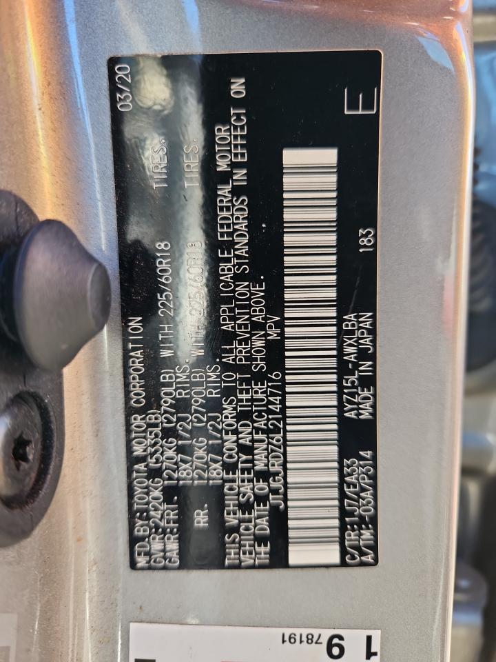 2020 Lexus Nx 300H VIN: JTJGJRDZ6L2144716 Lot: 84446535