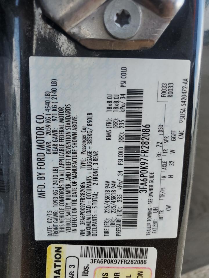 2015 Ford Fusion Titanium VIN: 3FA6P0K97FR282086 Lot: 86876225