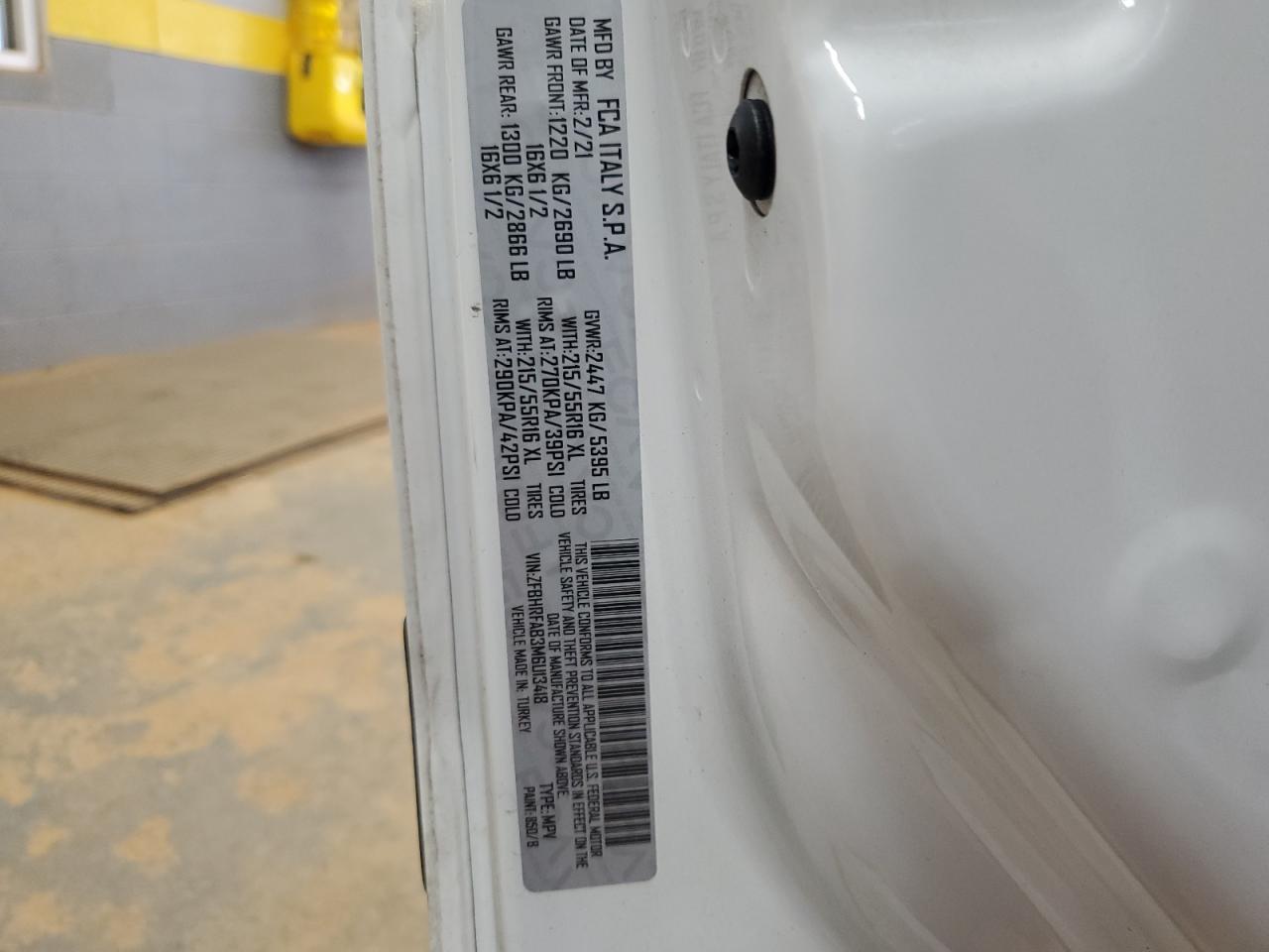 2021 Ram Promaster City VIN: ZFBHRFAB3M6U13418 Lot: 87090605