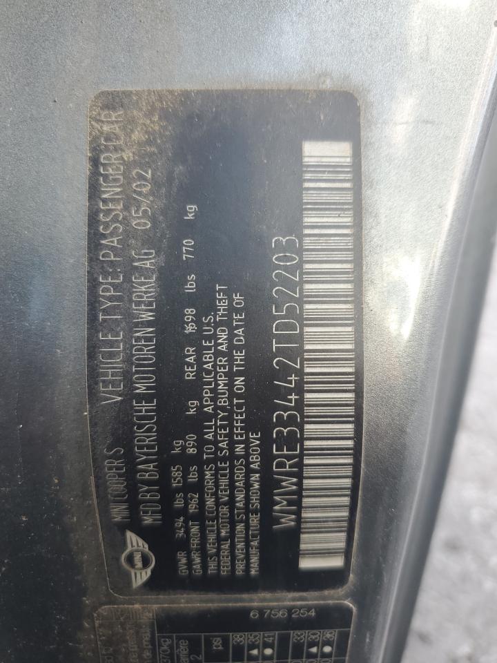 2002 Mini Cooper S VIN: WMWRE33442TD52203 Lot: 90632025