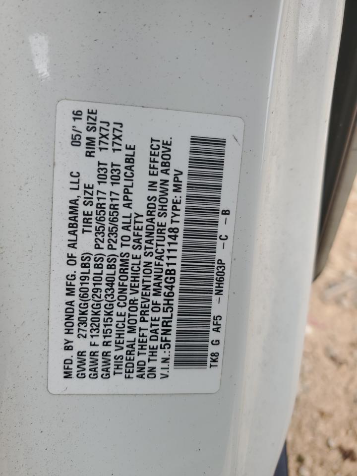 2016 Honda Odyssey Exl VIN: 5FNRL5H64GB111148 Lot: 82360585