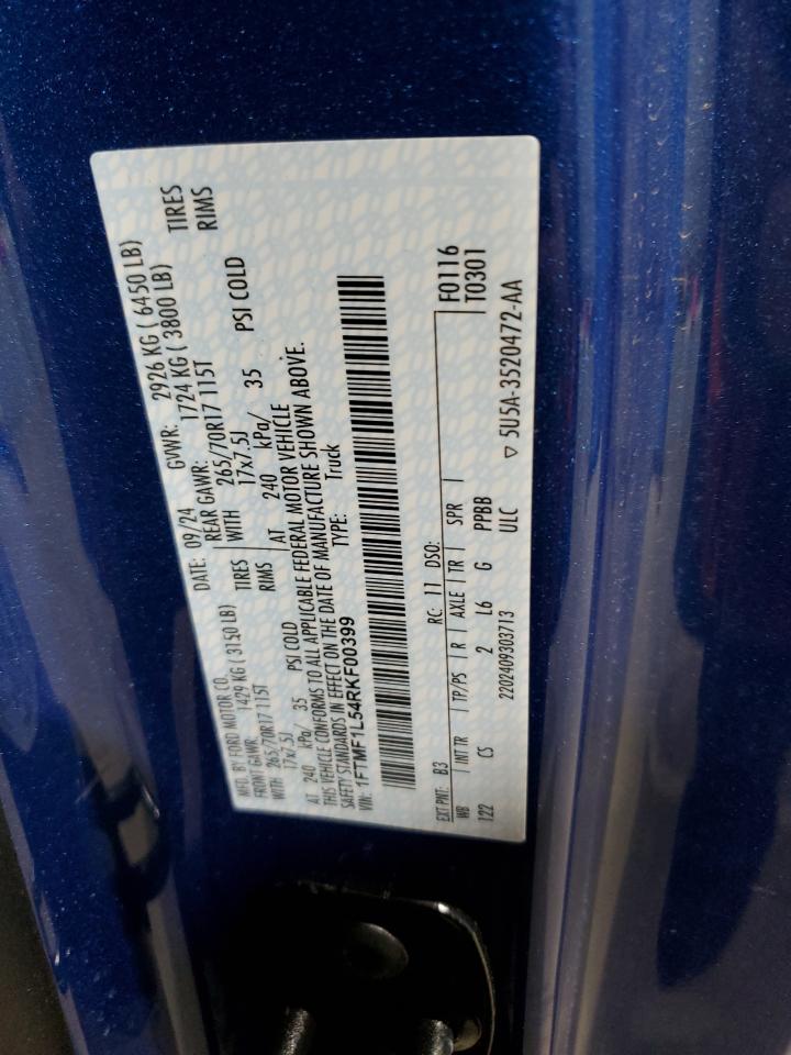 2024 Ford F150 Xl VIN: 1FTMF1L54RKF00399 Lot: 90036545