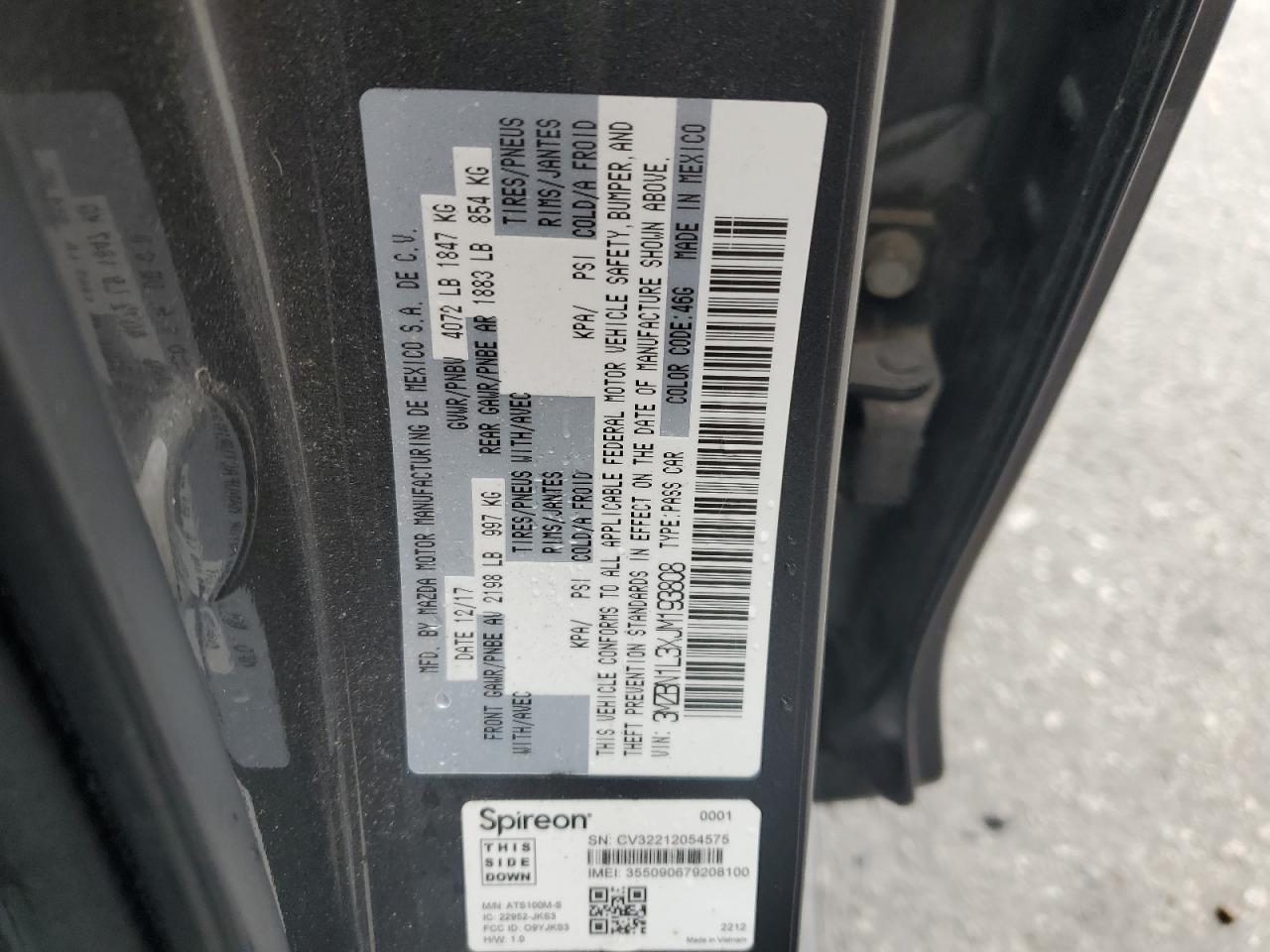 2018 Mazda 3 Touring VIN: 3MZBN1L3XJM193808 Lot: 85080325