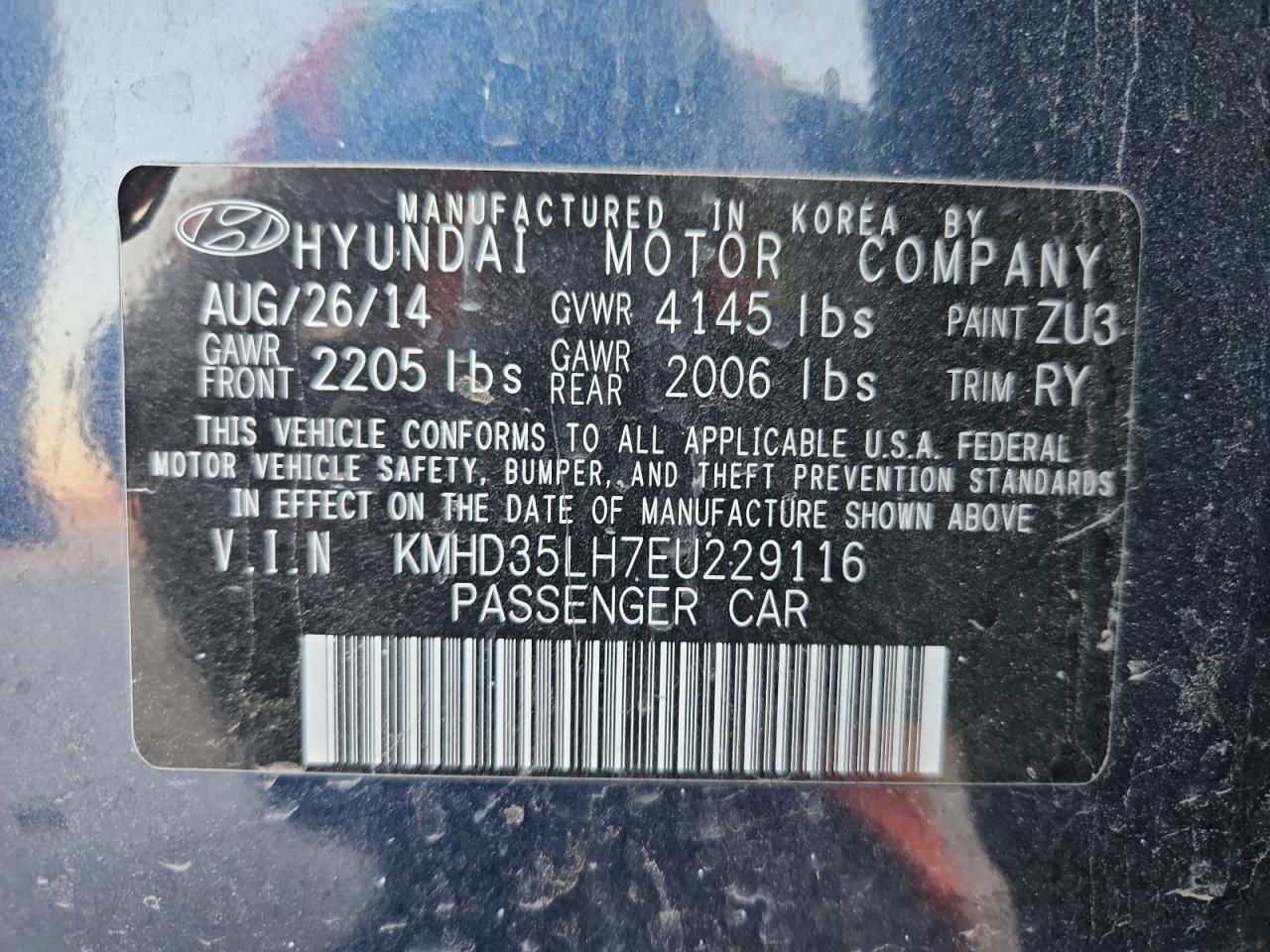 2014 Hyundai Elantra Gt VIN: KMHD35LH7EU229116 Lot: 86276215