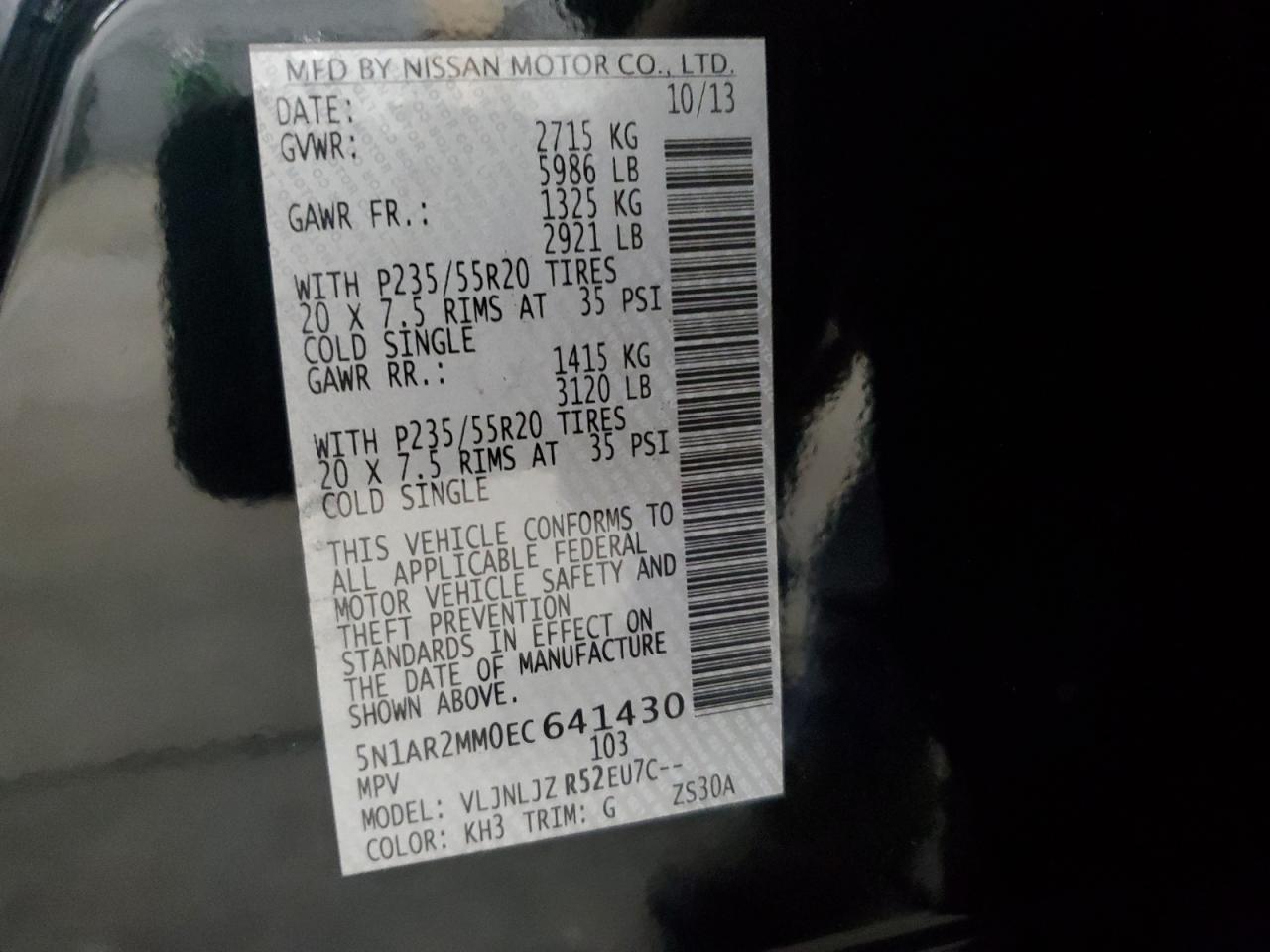 2014 Nissan Pathfinder S VIN: 5N1AR2MM0EC641430 Lot: 85577345