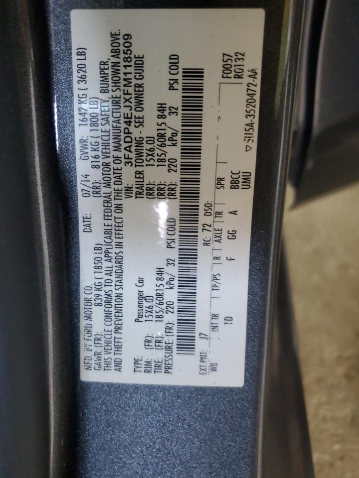 2015 Ford Fiesta Se VIN: 3FADP4EJXFM118509 Lot: 85550575