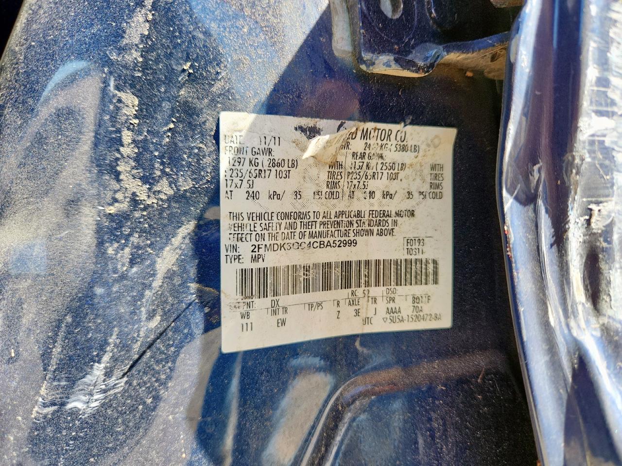 2012 Ford Edge Se VIN: 2FMDKWGC4CBA52999 Lot: 90475575