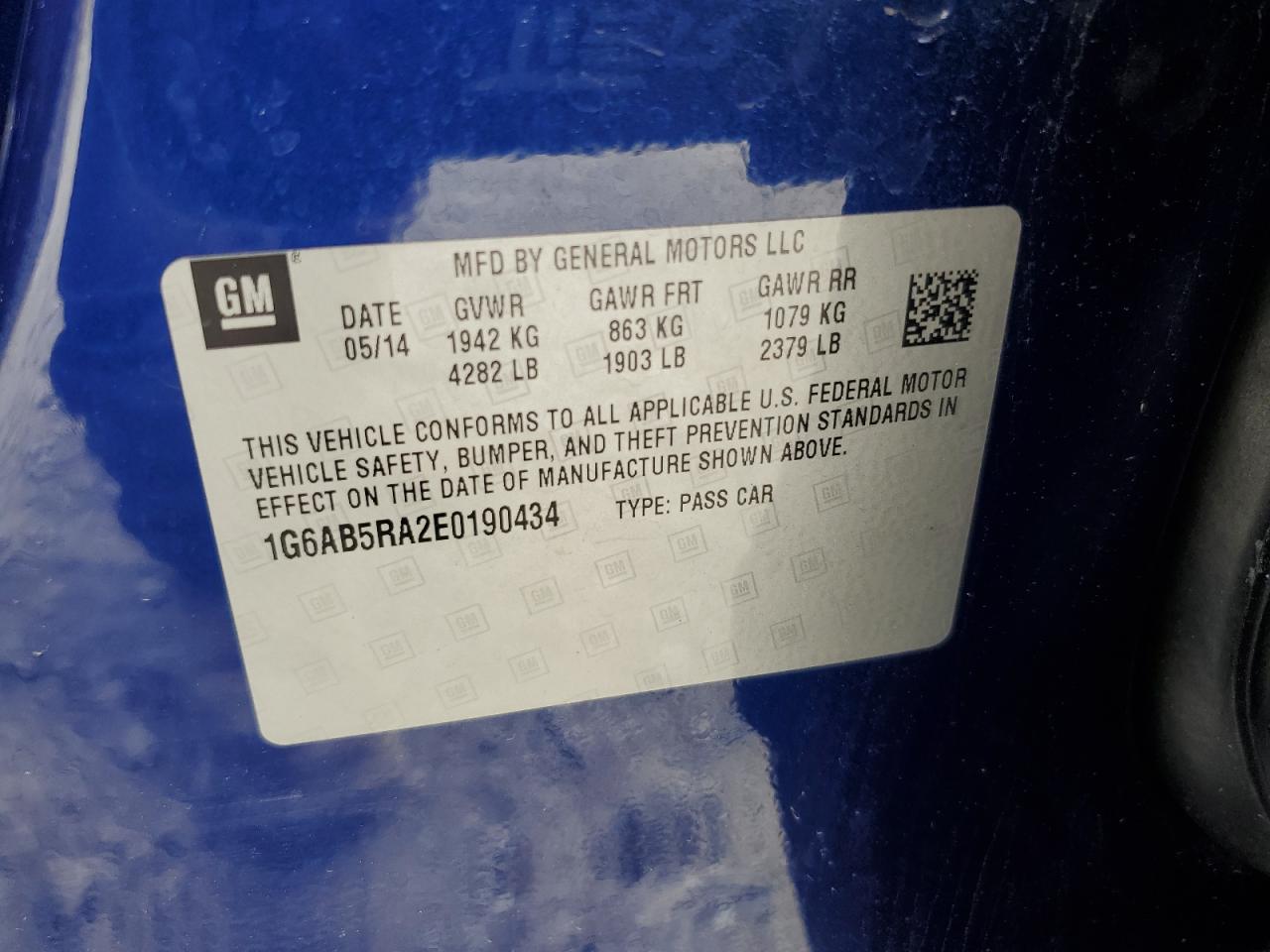 2014 Cadillac Ats Luxury VIN: 1G6AB5RA2E0190434 Lot: 82709975