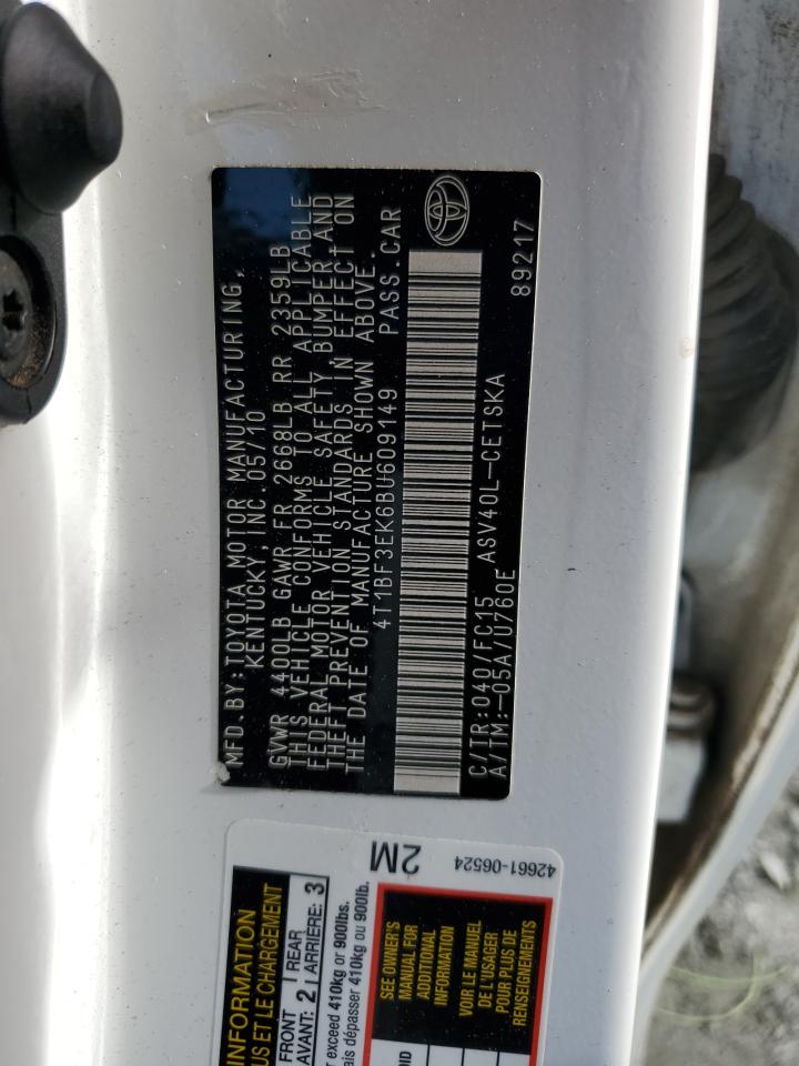 2011 Toyota Camry Base VIN: 4T1BF3EK6BU609149 Lot: 84621335