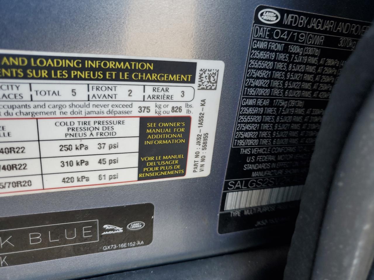 SALGS2SV2KA558855 2019 Land Rover Range Rover Hse