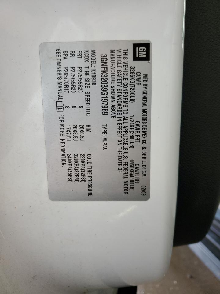 2009 Chevrolet Avalanche K1500 Ltz VIN: 3GNFK32039G197989 Lot: 82211035