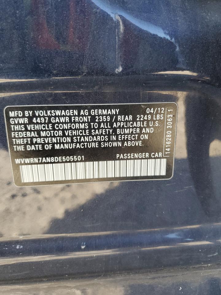 2013 Volkswagen Cc Luxury VIN: WVWRN7AN8DE505501 Lot: 90620115