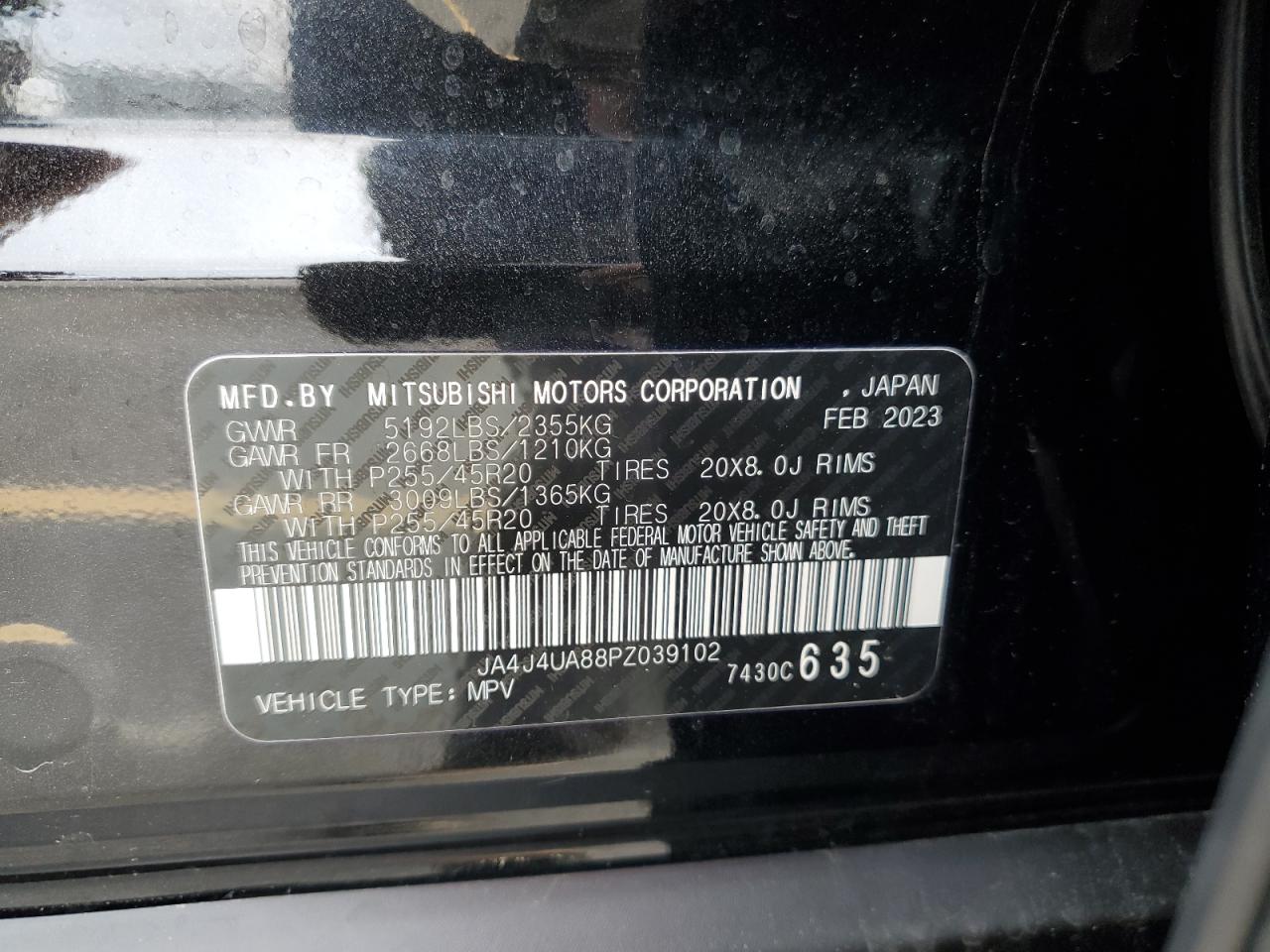 2023 Mitsubishi Outlander Se VIN: JA4J4UA88PZ039102 Lot: 81729115