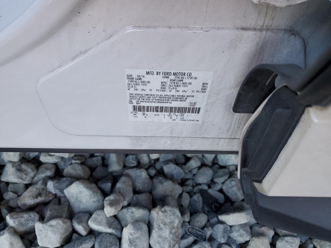 2016 Ford Edge Sport VIN: 2FMPK4AP6GBB65812 Lot: 86207315