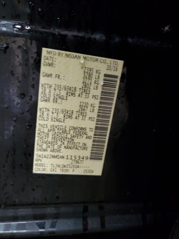 2017 Nissan Murano S VIN: 5N1AZ2MH1HN115349 Lot: 90603395