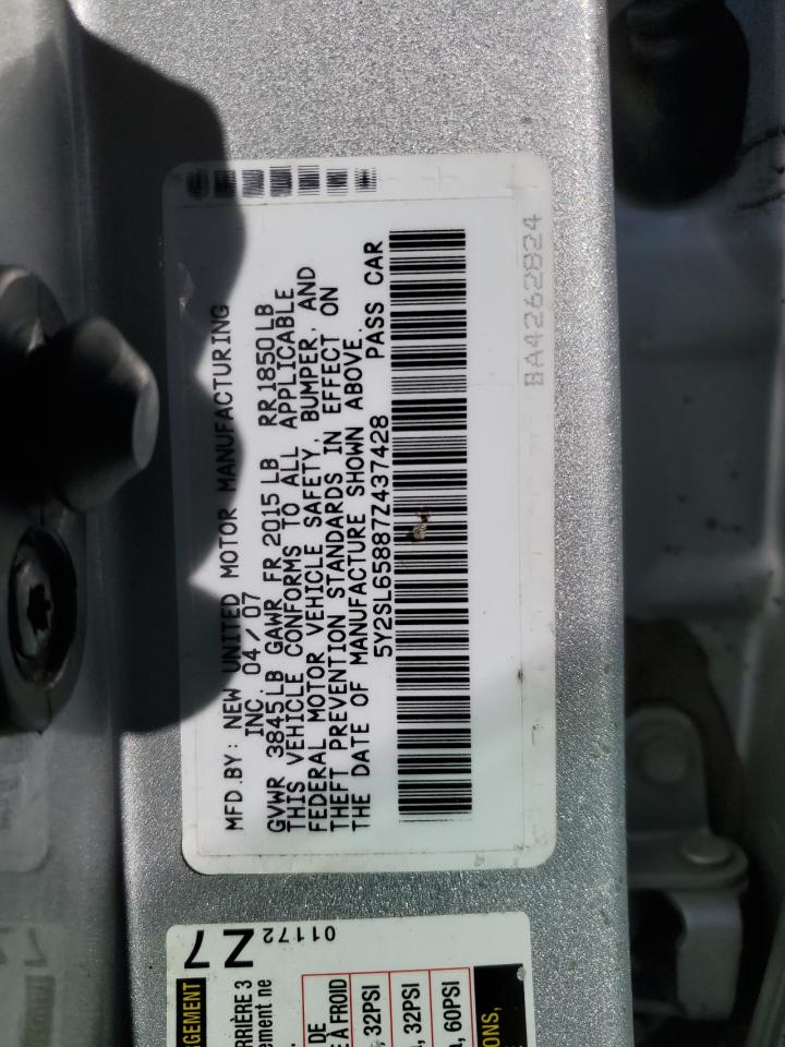 2007 Pontiac Vibe VIN: 5Y2SL65887Z437428 Lot: 82415455