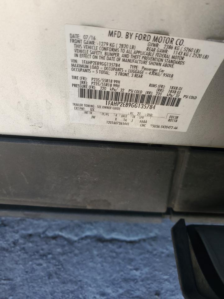 2016 Ford Taurus Sel VIN: 1FAHP2E89GG135784 Lot: 85914375