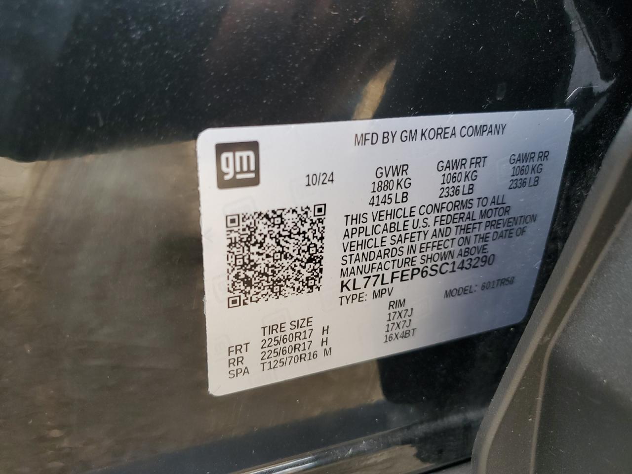 2025 Chevrolet Trax Ls VIN: KL77LFEP6SC143290 Lot: 90814605