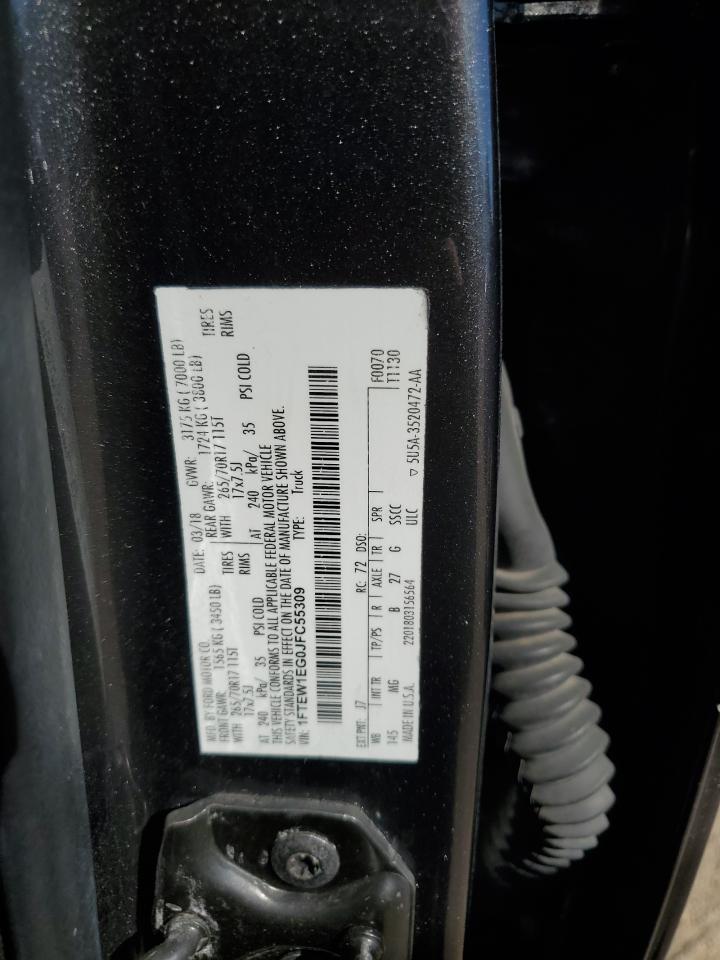 2018 Ford F150 Supercrew VIN: 1FTEW1EG0JFC55309 Lot: 86749245