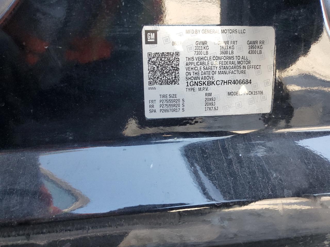 2017 Chevrolet Tahoe K1500 Lt VIN: 1GNSKBKC7HR406684 Lot: 82208595