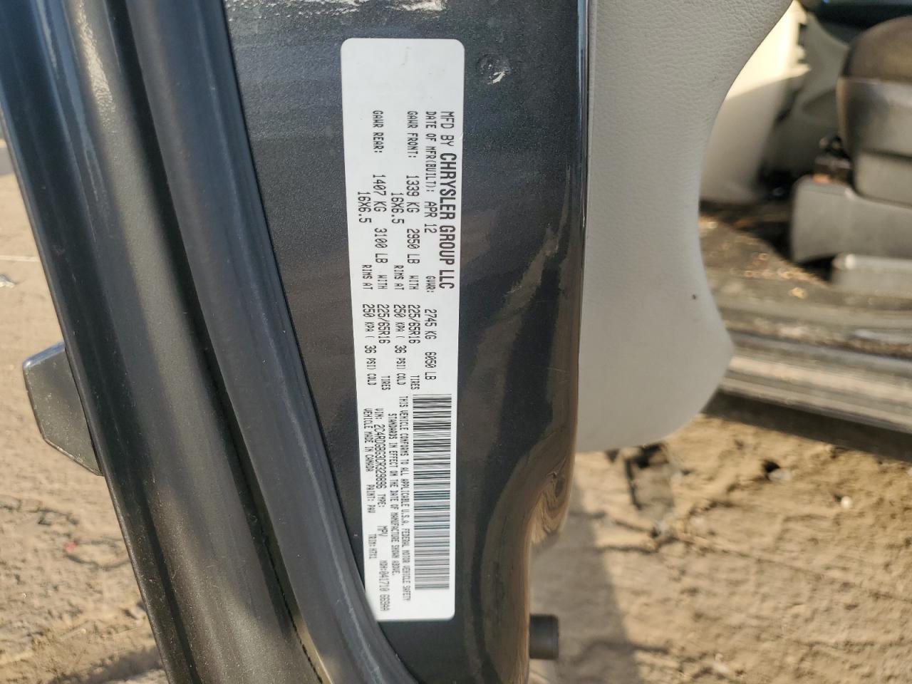 2012 Dodge Grand Caravan Se VIN: 2C4RDGBG3CR329896 Lot: 86520425