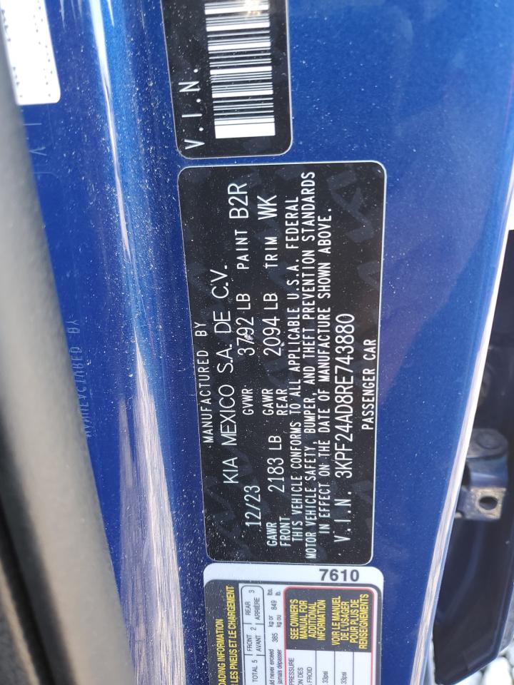 2024 Kia Forte Lx VIN: 3KPF24AD8RE743880 Lot: 86511045