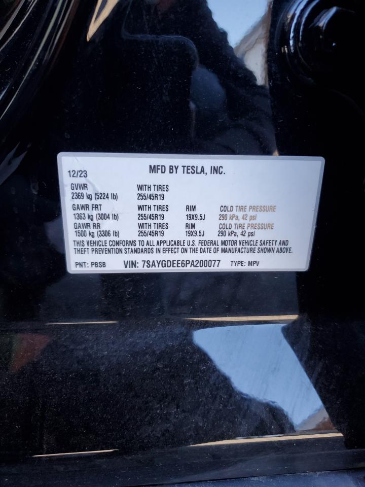 2023 Tesla Model Y VIN: 7SAYGDEE6PA200077 Lot: 82263055