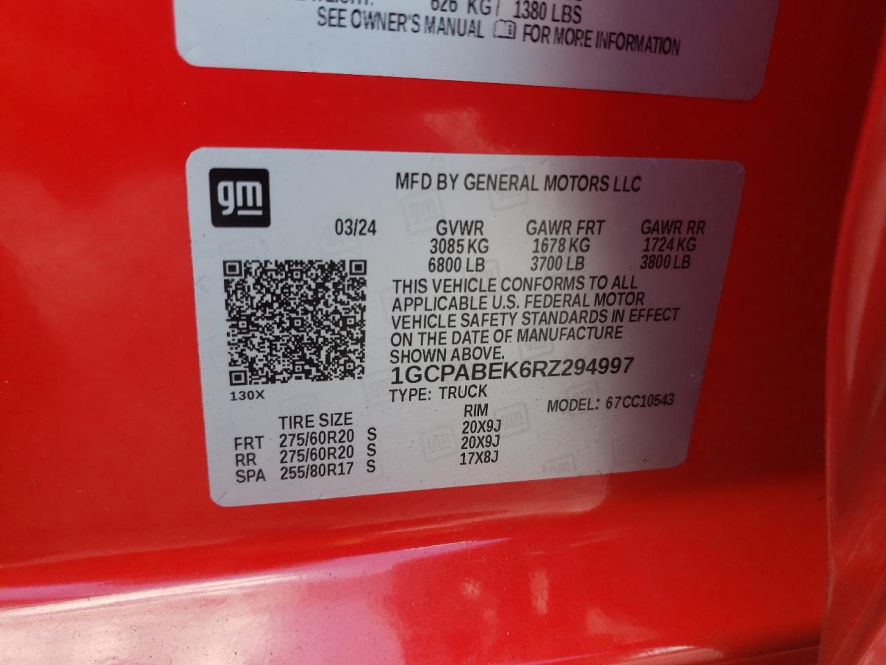 2024 Chevrolet Silverado C1500 Custom VIN: 1GCPABEK6RZ294997 Lot: 82372975