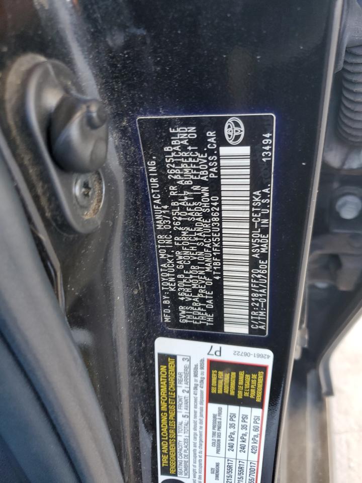 2014 Toyota Camry L VIN: 4T1BF1FK5EU386240 Lot: 82146765