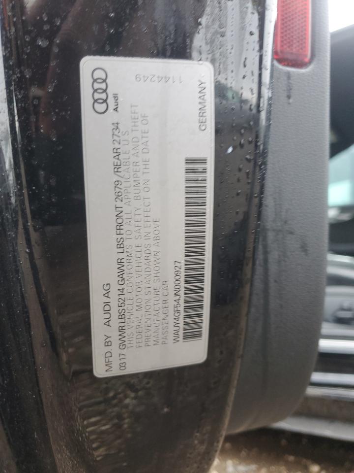 2018 Audi S5 Premium Plus VIN: WAUY4GF54JN000927 Lot: 84601015