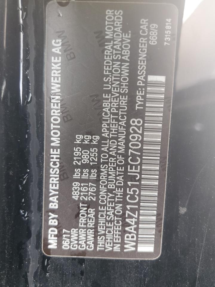 2018 BMW 430I VIN: WBA4Z1C51JEC70928 Lot: 85307485