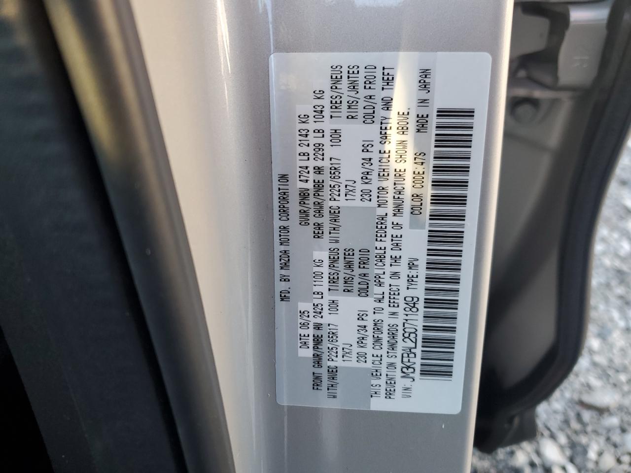 2025 Mazda Cx-5 VIN: JM3KFBAL2S0711849 Lot: 90142395