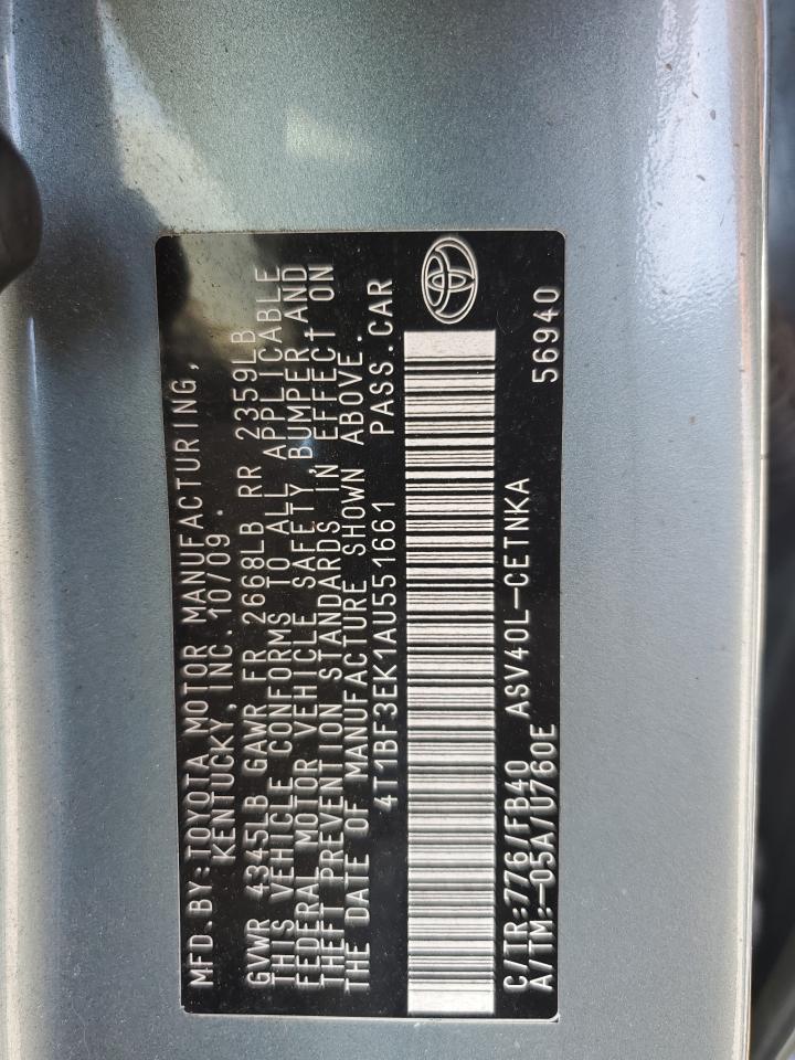 2010 Toyota Camry Base VIN: 4T1BF3EK1AU551661 Lot: 84620845