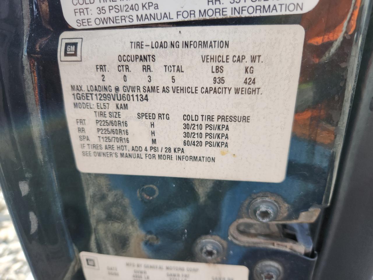 1997 Cadillac Eldorado Touring VIN: 1G6ET1299VU601134 Lot: 85347505