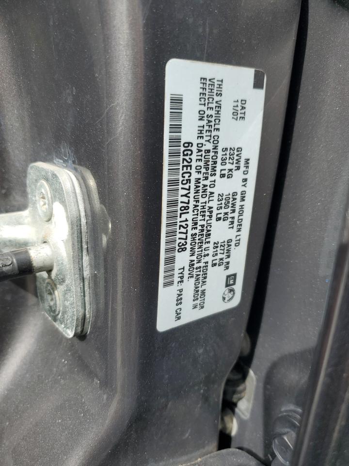 2008 Pontiac G8 Gt VIN: 6G2EC57Y78L127738 Lot: 85286155