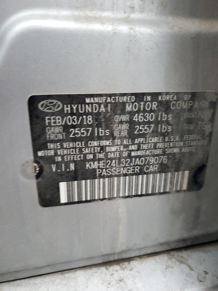 2018 Hyundai Sonata Hybrid VIN: KMHE24L32JA079076 Lot: 87253495