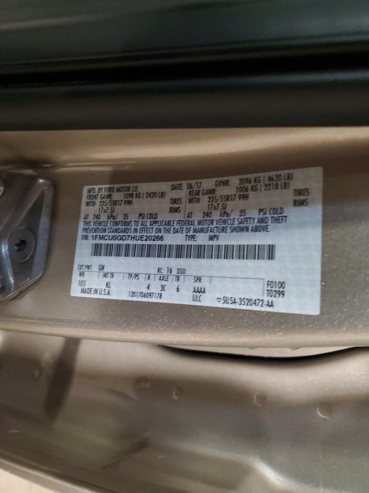 2017 Ford Escape Se VIN: 1FMCU0GD7HUE20266 Lot: 90485385