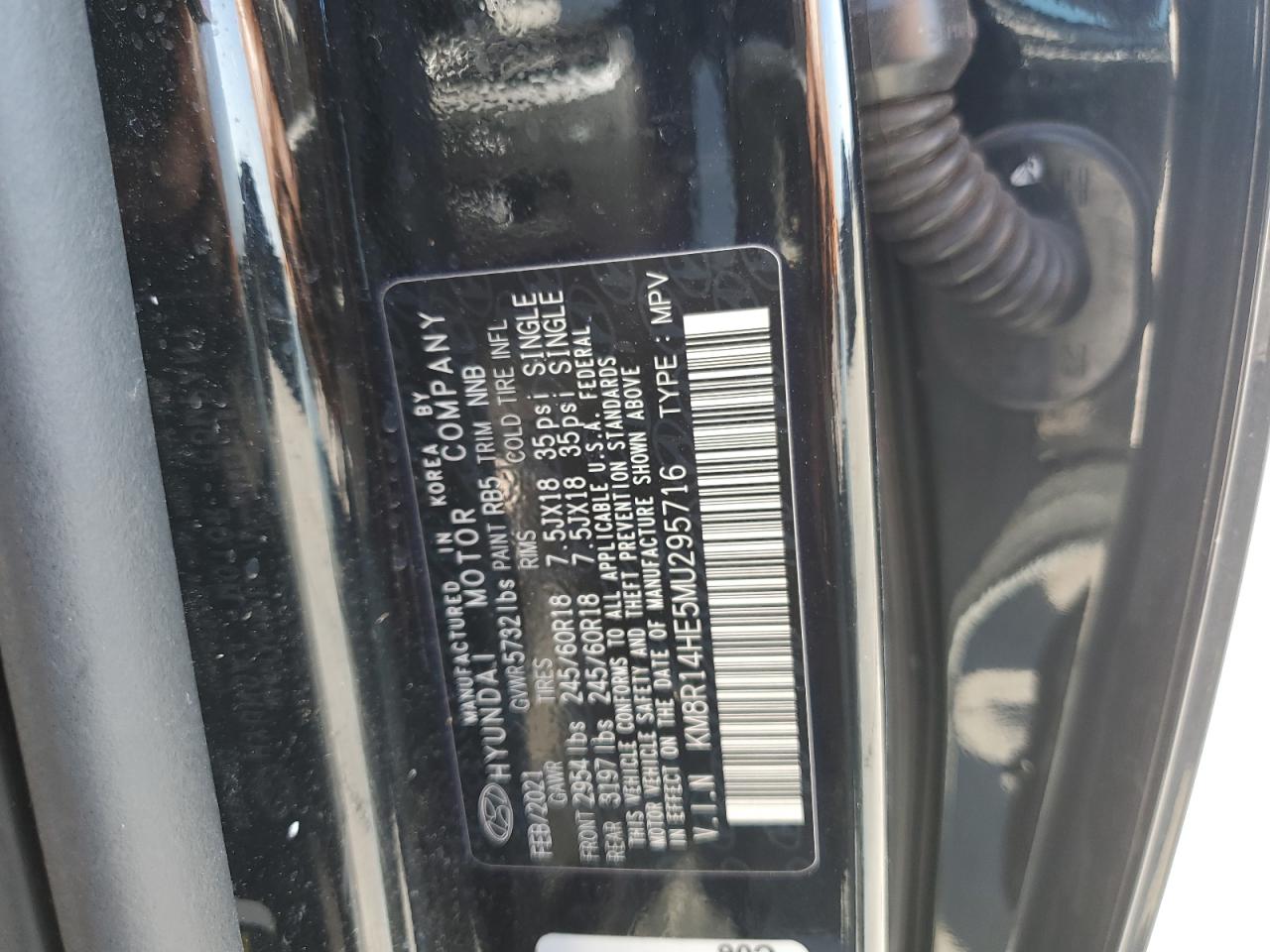 2021 Hyundai Palisade Se VIN: KM8R14HE5MU295716 Lot: 84991775