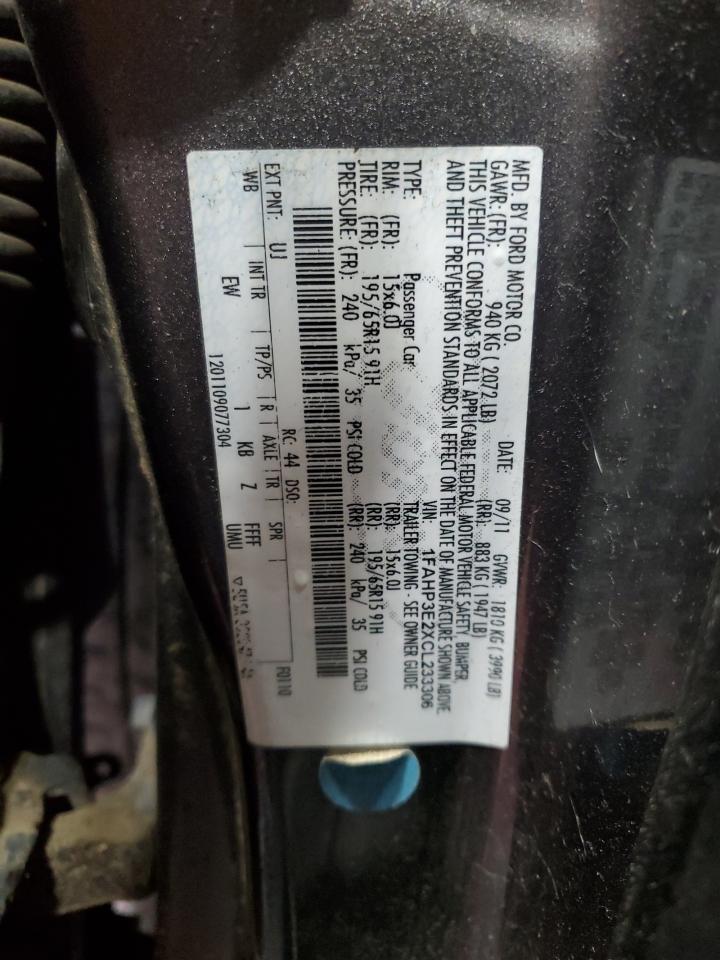 2012 Ford Focus S VIN: 1FAHP3E2XCL233306 Lot: 86273845