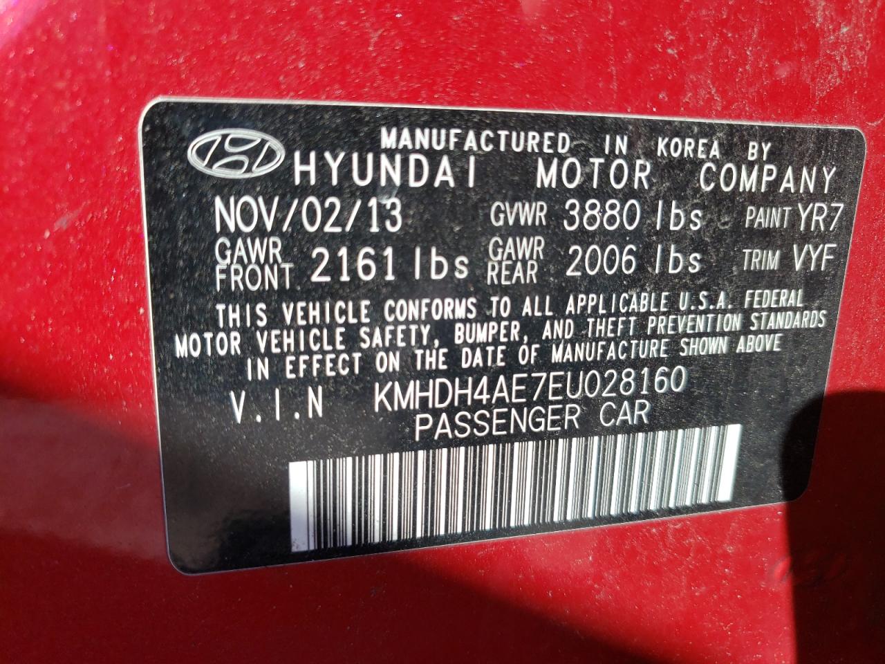 2014 Hyundai Elantra Se VIN: KMHDH4AE7EU028160 Lot: 82599365