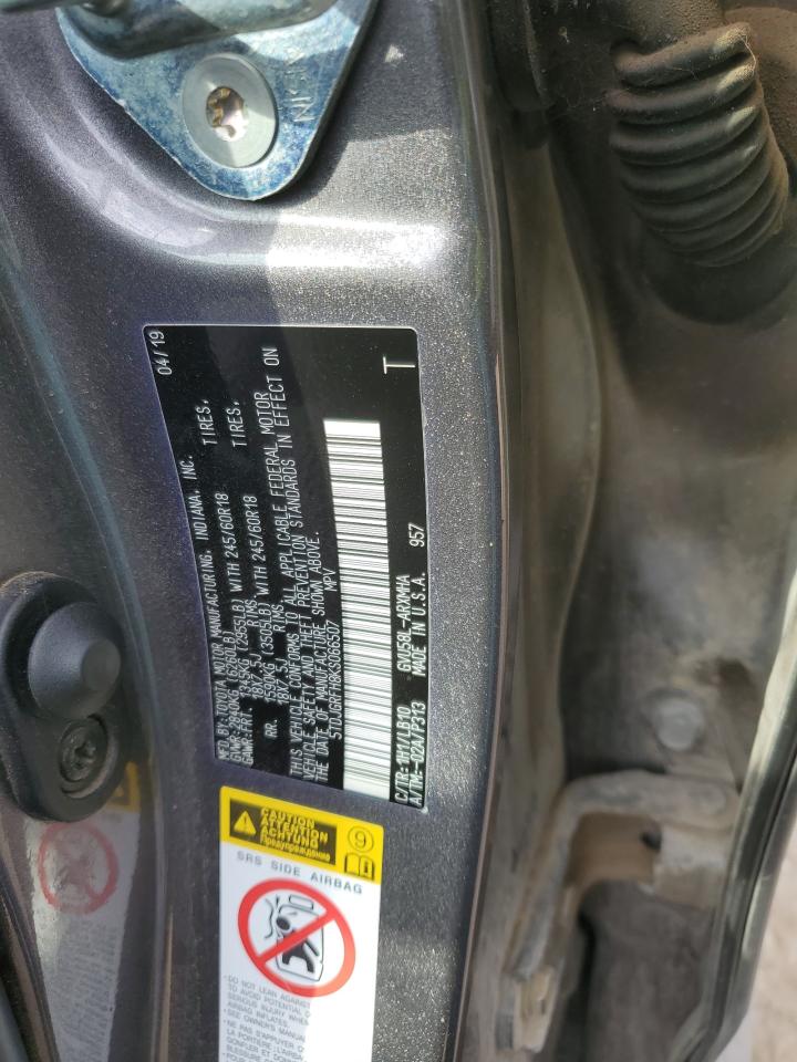 2019 Toyota Highlander Hybrid VIN: 5TDJGRFH8KS066507 Lot: 84801065