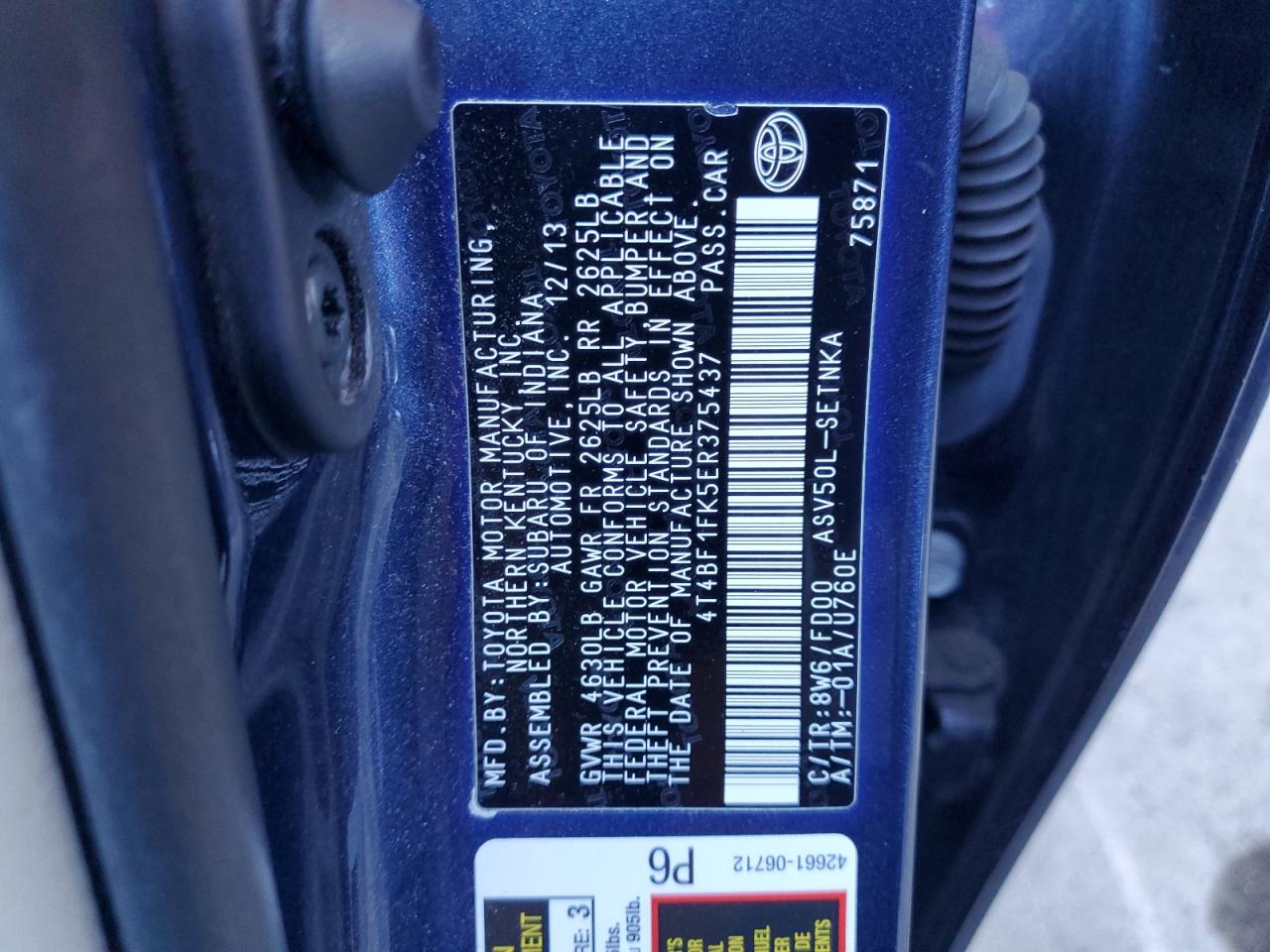 2014 Toyota Camry L VIN: 4T4BF1FK5ER375437 Lot: 86852145